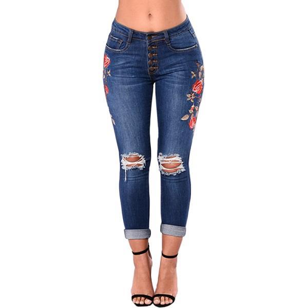 Women's Ripped Jeans – Denim Pants, Pencil Pants, Fashionable Denim