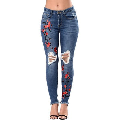 Women's Ripped Jeans – Denim Pants, Pencil Pants, Fashionable Denim