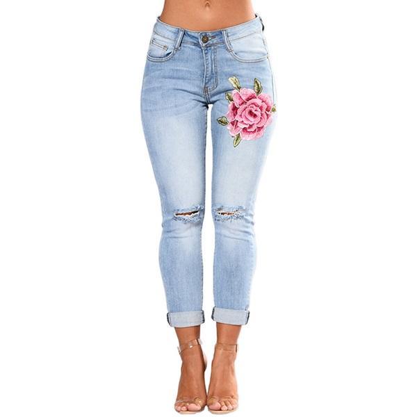 Women's Ripped Jeans – Denim Pants, Pencil Pants, Fashionable Denim